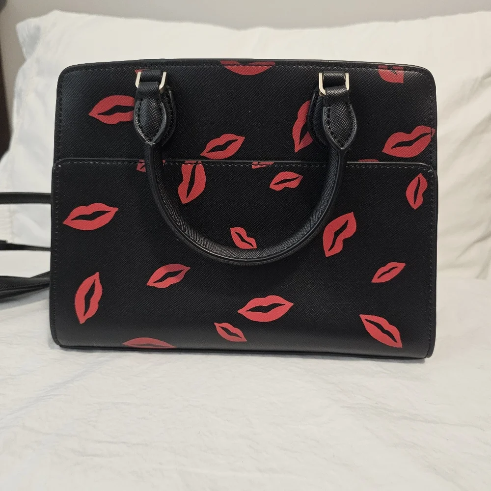 Kate Spade Black and Red Lips Satchel